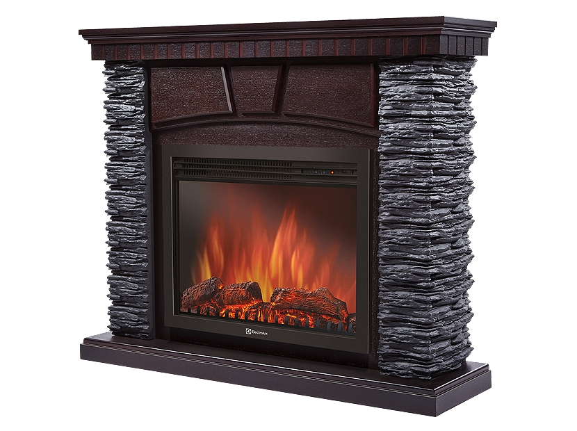 Портал Firelight Porto 25 камень черный, шпон венге
